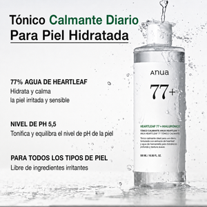 Tônico Facial Ácido Hialurônico Anua Heartleaf 77 Calmante